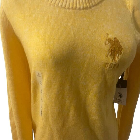 US. POLO ASSN. MARLED CREW NECK SWEATER YELLOW EMBROIDERED LOGO SIZE SMALL NEW - Picture 7 of 16